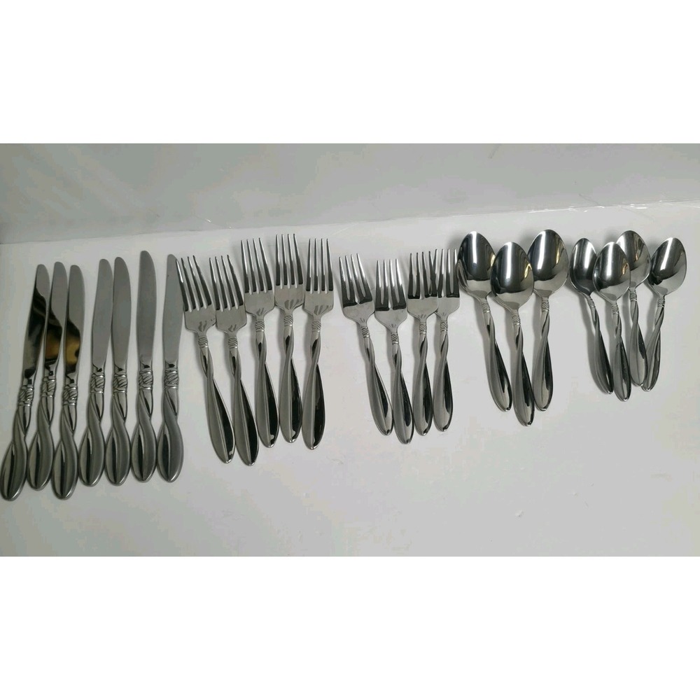Oneida KNOT Amway Stainless 18/10 Flatware Silverware 24 Piece Mixed Lot Set
